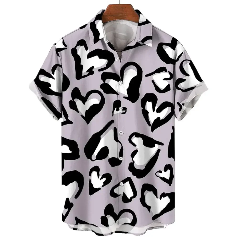 Camicia estiva da uomo nuova vacanza san valentino camicia hawaiana stampata in 3d Casual camicia con risvolto moda quotidiana manica corta da uomo Shi