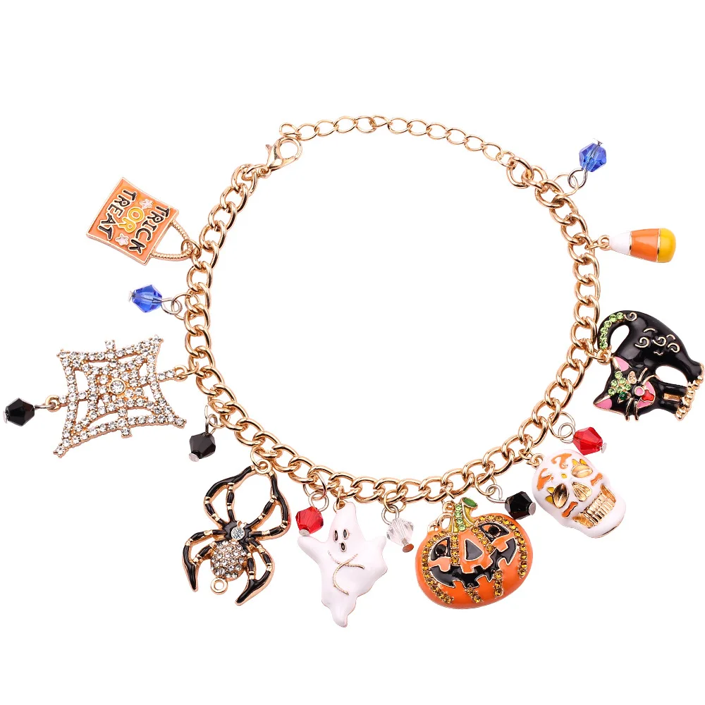 

1PCS Halloween Pumpkin, Ghost & Spider Combo Horror Handmade Bracelet Jewelry