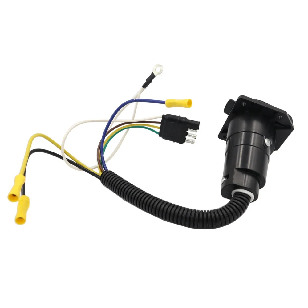 

4 Way Pin To 7 Way RV Blade 4 Way Flat Female Trailer Towing Connector Adapter Truck Wiring Light Harness Plug Socket