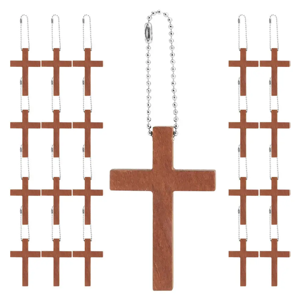 

50 шт. маленьких деревянных крестиков-подвесок для наборов для изготовления украшений своими руками, религиозных поделок, деревянных подвесок-крестиков для рукоделия