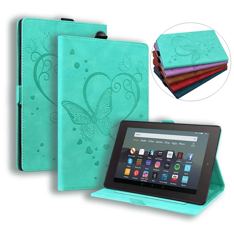 For All-new Fire 7 Tablet 2022 Release Case Flower Butterfly Embossed Cover for Amazon Kindle Fire 7 2022 7 inch Funda