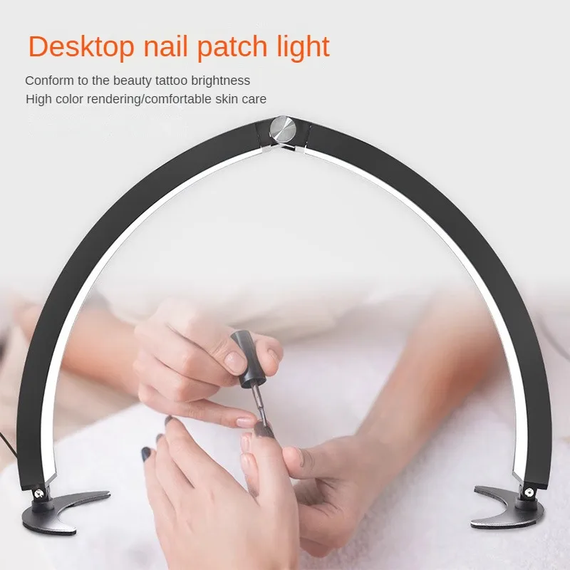 Salone di bellezza LED Half Moon Nail Table Photography Lamp per l'estensione delle ciglia sopracciglio Eyelash Lamp Arch Nail Lamp Supplement