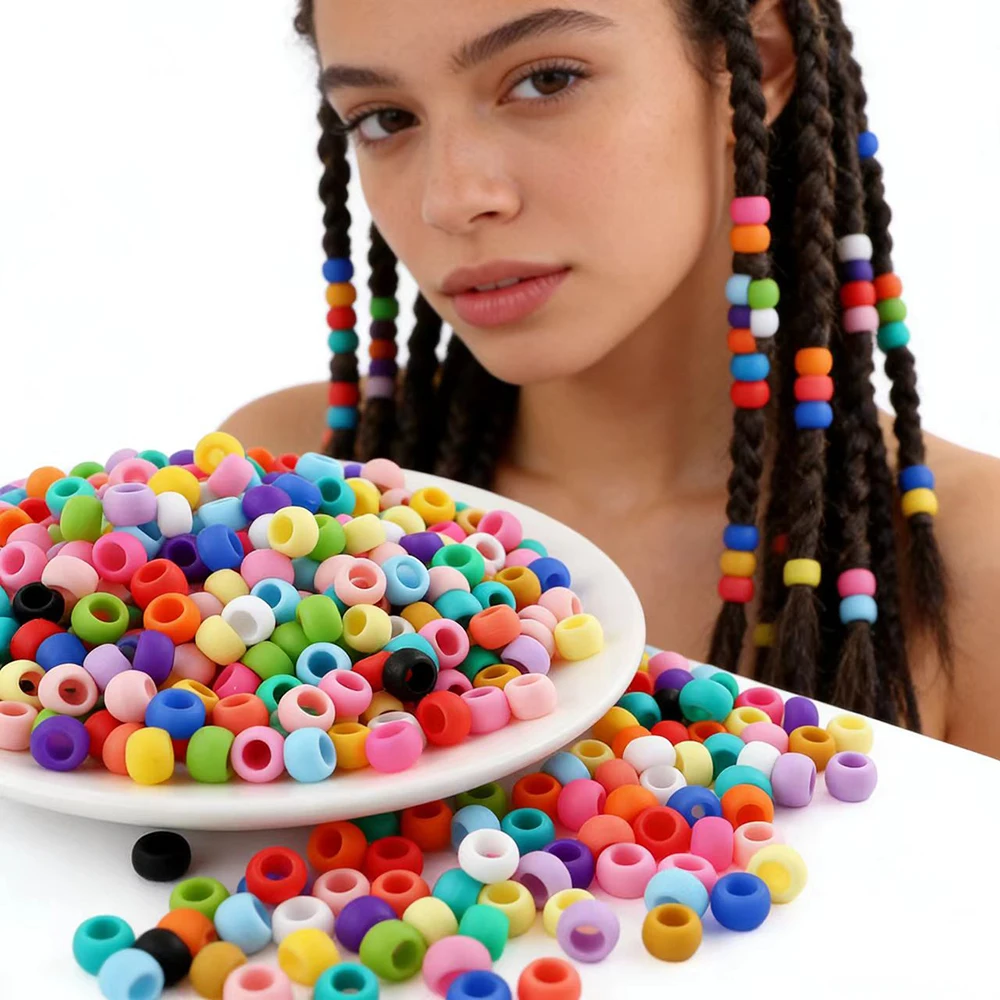 6x9mm Silicone Big Hole Spacer Beads 30Pcs Hair Positioning Beads for DIY Bracelet Jewelry Making & Hair Braiding Supplies