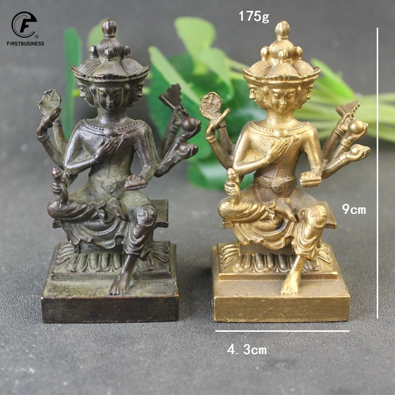 Thailand Four-Face Buddmst ldol Statue Southeast Asia Copper Buddha Erawan Figurines Crafts Home Decoration Desktop Ornaments