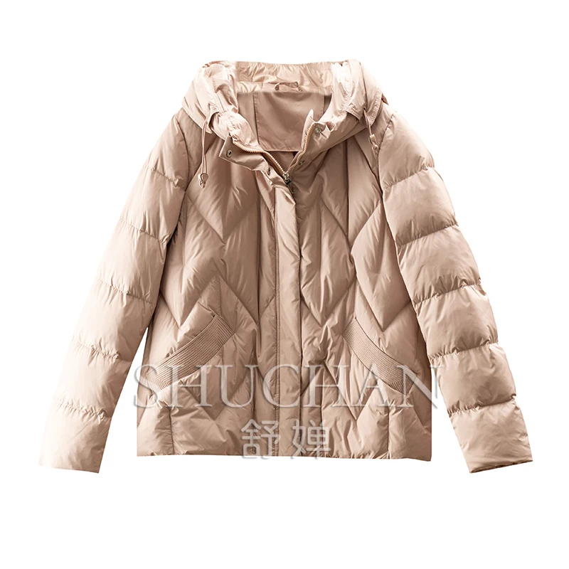 

High-quality 90 Drawstring Hooded Down Jacket Women Casacos De Inverno Feminino 2024 Winter Jacket Women