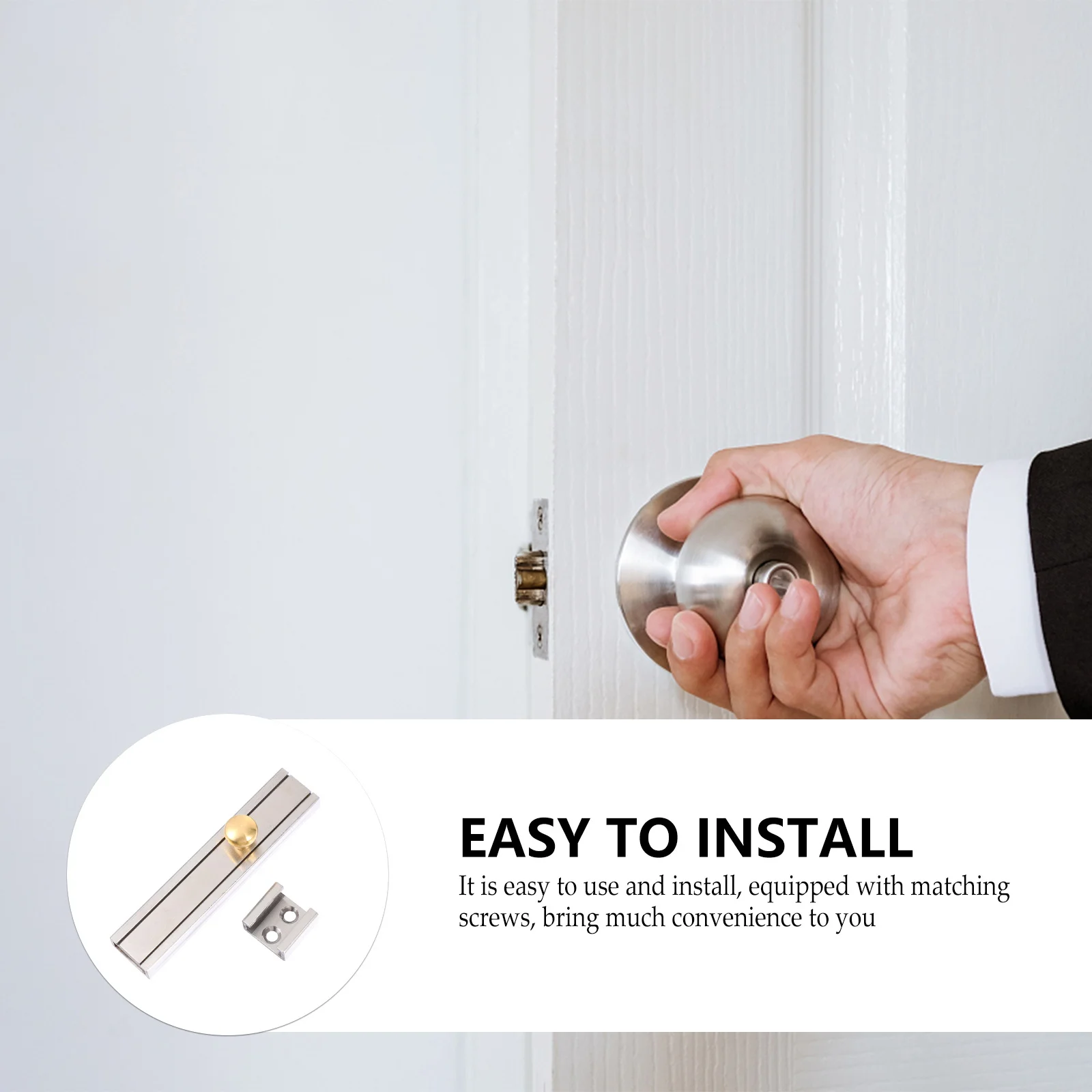 

1Set Heavy Duty Anti-Theft Door Latch Stainless Steel Copper Sliding Lock for Home Bedroom Bathroom Durable Stainless Door Latch