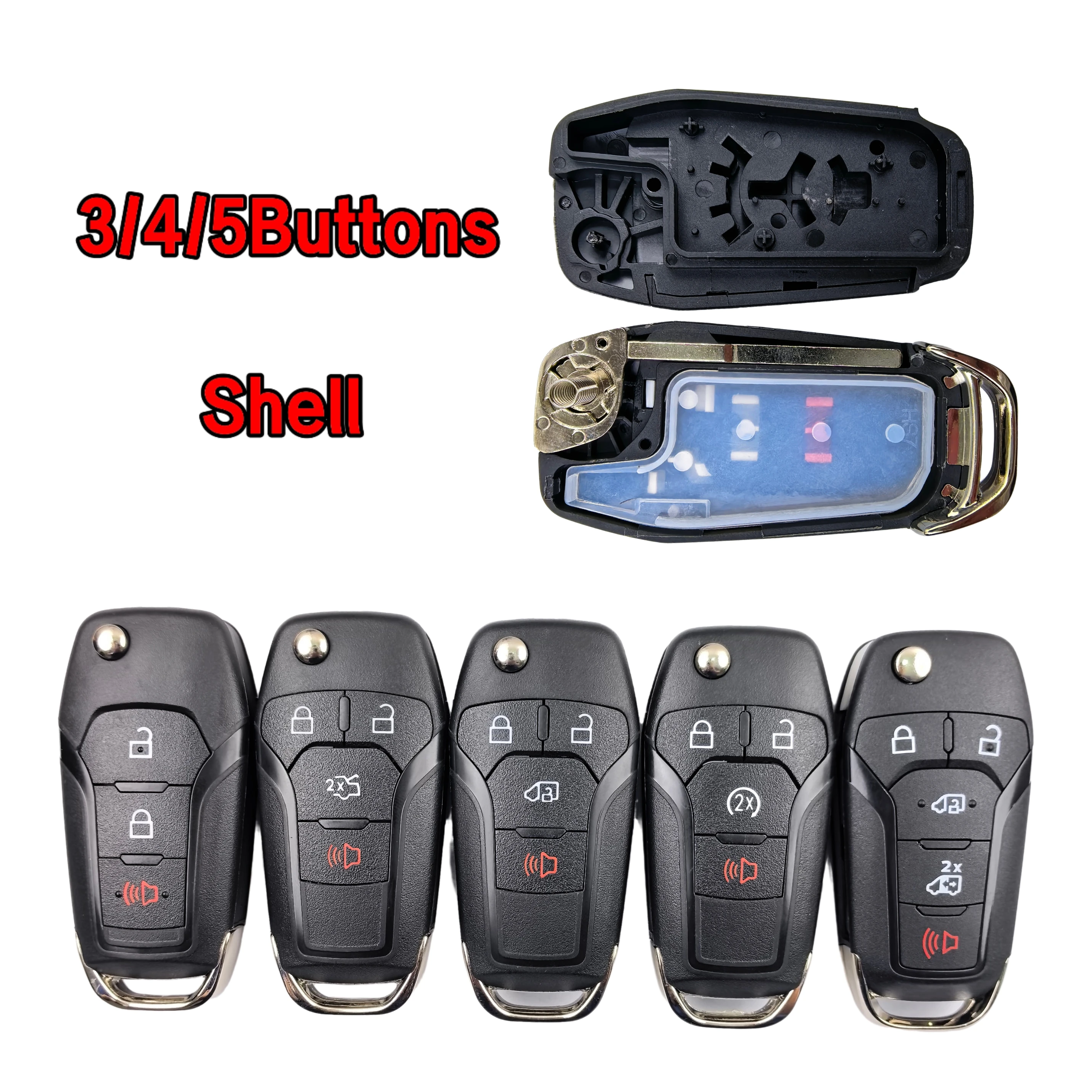 Jingxin 3/4 Tasten FCC: N5F-A08TAA für Ford F-150 F-250 F-350 Explorer Ranger KA Fiesta Mondeo Smart Remote Autoschlüsselgehäuse – Detail 1