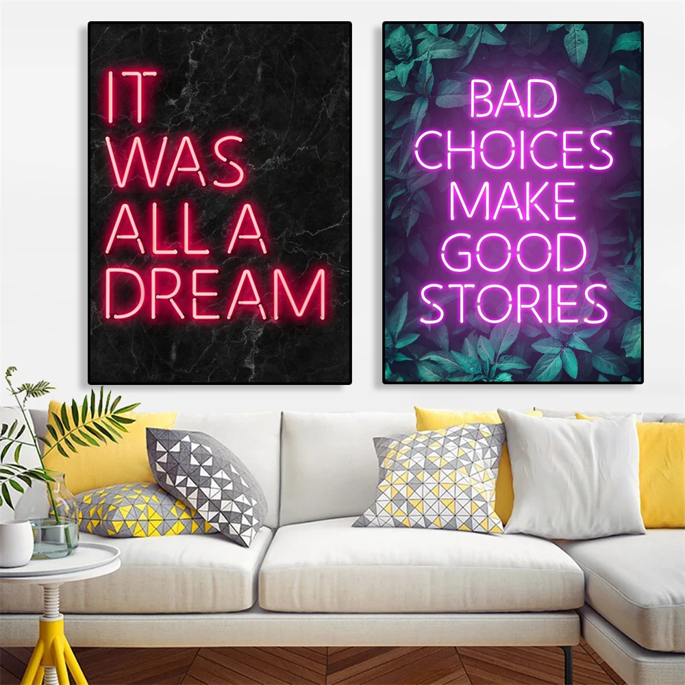 Motivational Quote Print Hip Hop Canvas Painting Colorful Words Wall Art Bad Choices Make Good Stories Poster Living Room Decor