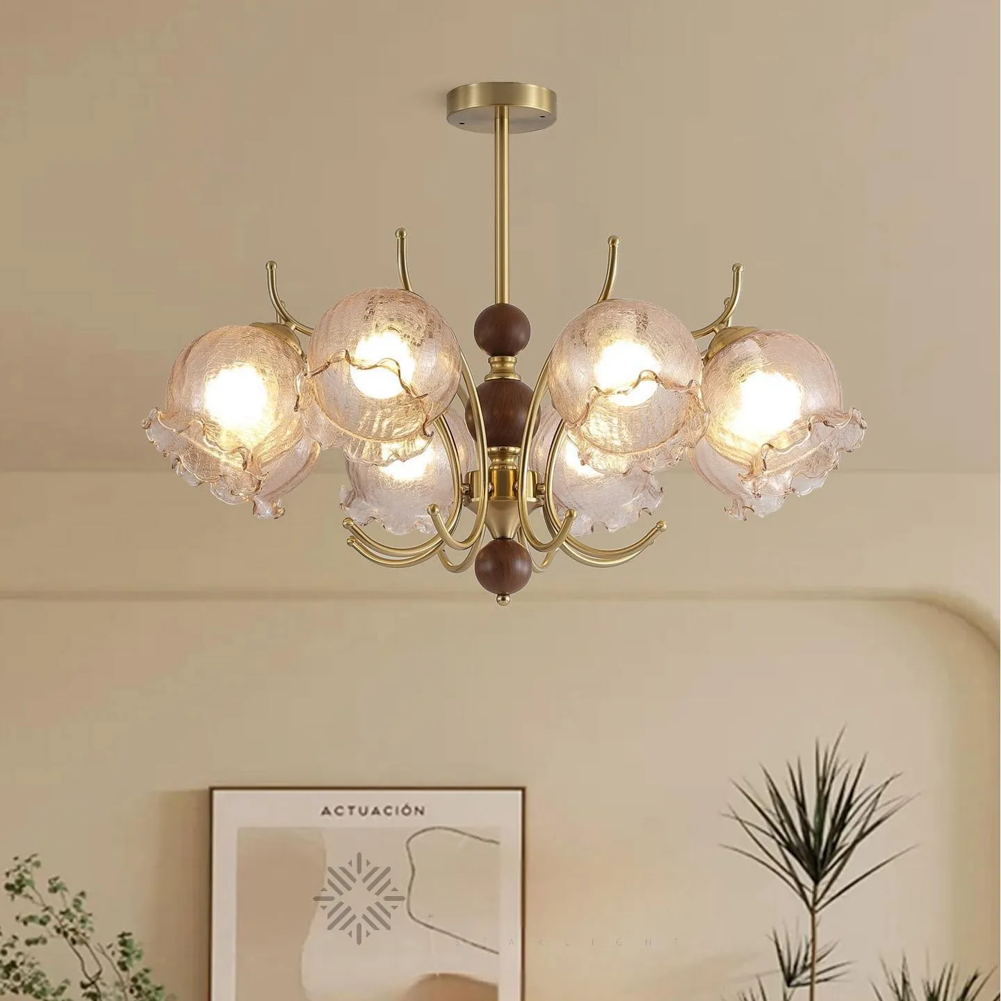 

French Living Room Bedroom Pendant Light Study Vintage Retro Lamp Dining Room Creative Flower Glass Kitchen Chandelier