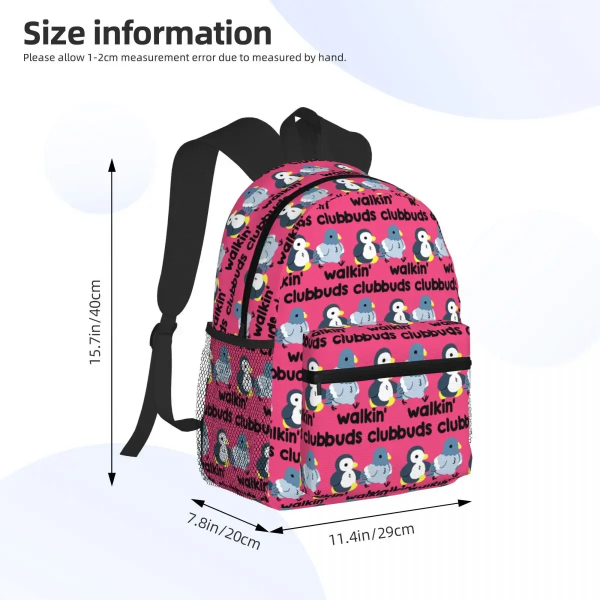 Walkin Buds Club Pigeon Walk Student Backpack School Bag Hiking Travel Daypack for Men Women Fashion Bookbag Shoulder Bags