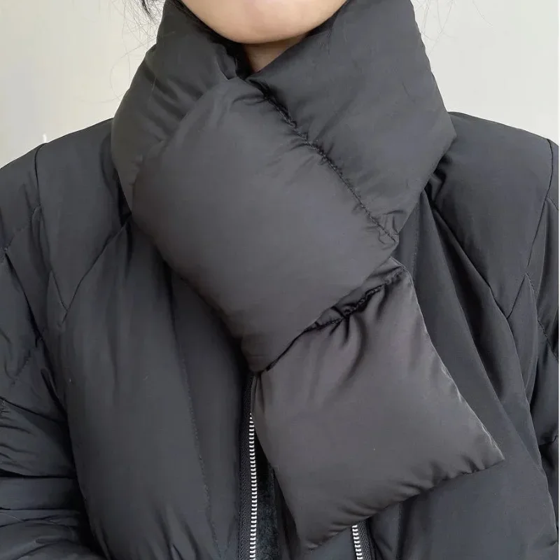 2021 Solid Winter Scarf Down-Cotton Collar Snood Ring Warm Neck Shawl Wrap Femme Foldable Neck Scarf