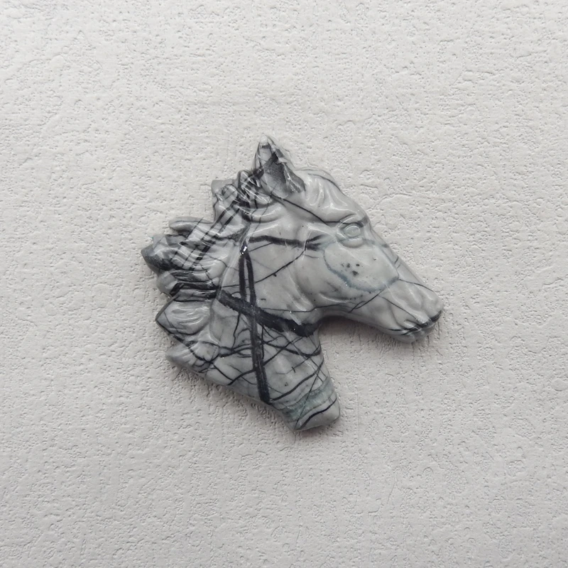 

Ювелирный аксессуар из натурального камня, ручная работа, голова лошади, яшма Пикассо для женщин, 41x40x8 мм, 24,1 г, уникальная геометрическая форма