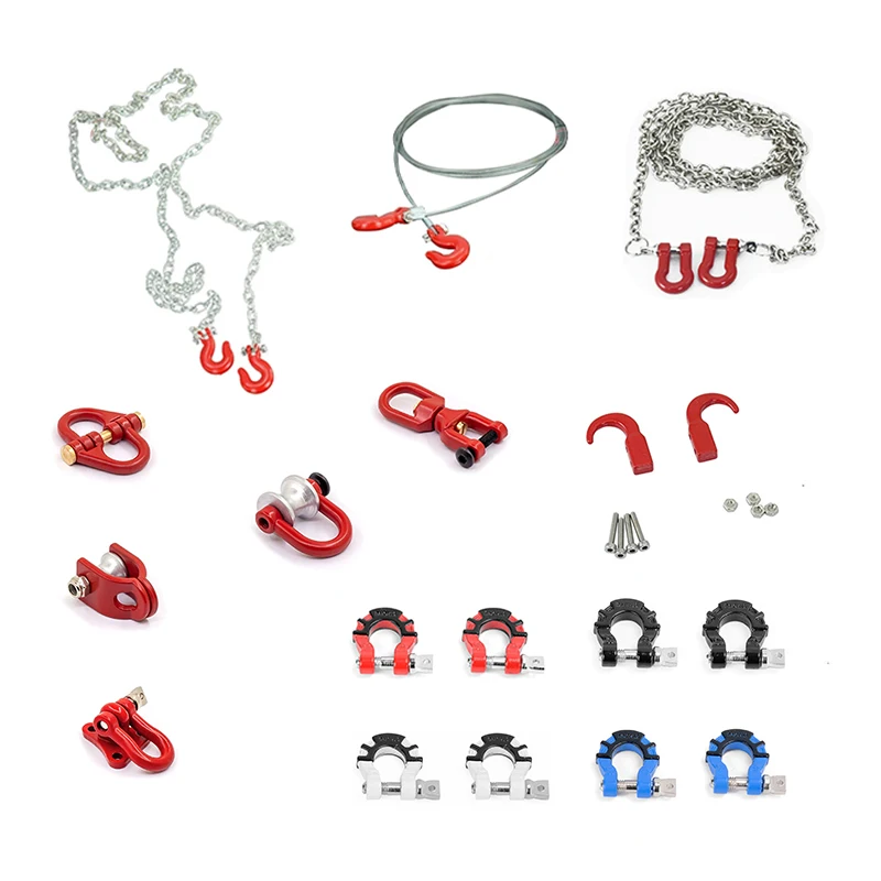 RC Car Metal Trailer Tow Hook Chain Accessories for 1:10 Model Crawler TRX6 Axial SCX10 90046 AXI03007 Redcat MST