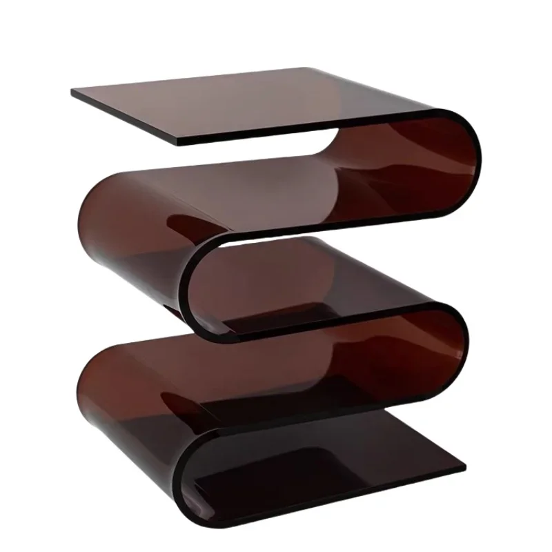 아크릴 책장 스토리지 랙 투명 가장자리 북유럽 스타일 거실 소파 사이드 코너 침실 S 자형