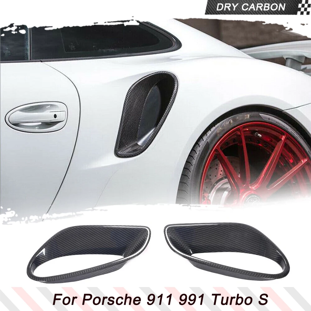 

Car Front Dry Carbon Side Fender Air Vent Covers Trims For Porsche 911 Turbo 2014 - 2016 Door Air Intake Fender Vents Cover Trim