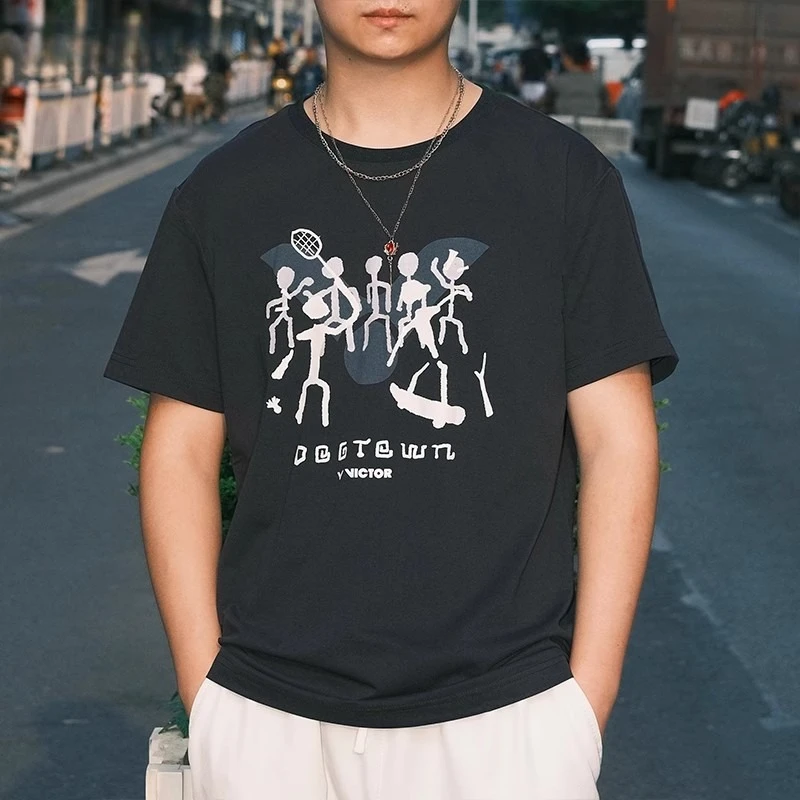 Victor バドミントン ユニフォーム DOG TOWN ドッグタウン ジョイント Tシャツ 速乾性 通気性 半袖 レジャー スポーツ 夏
