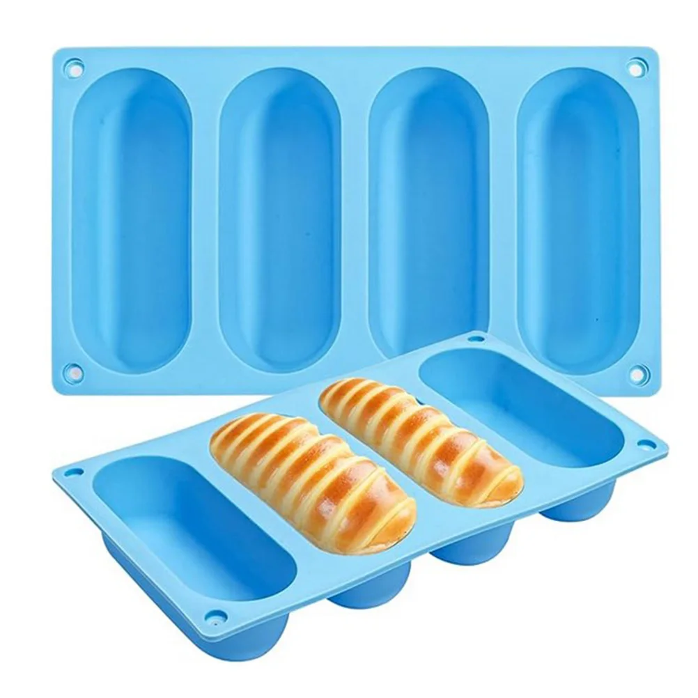 

2 Pcs Silicone Hot Dog Bun Mold Perforated Baking Pan Sausage Making Tool Diy Grill Pan For Sausages Baking Dishes Pans Kitchen