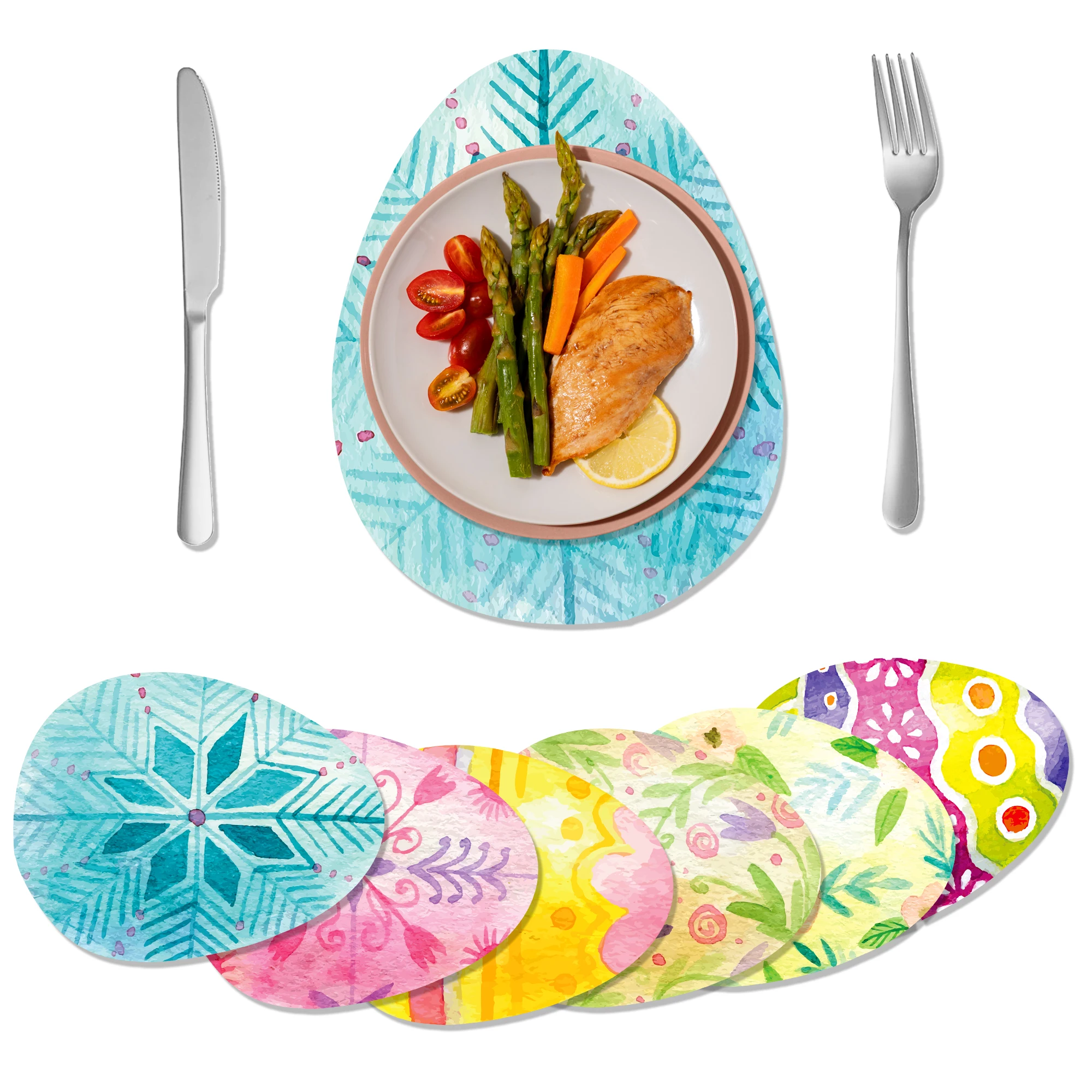 10/12 Stück Einweg-Tischset in Form von Ostereiern, Tischsets für den Esstisch, Ostertag-Dekoration, Partyzubehör