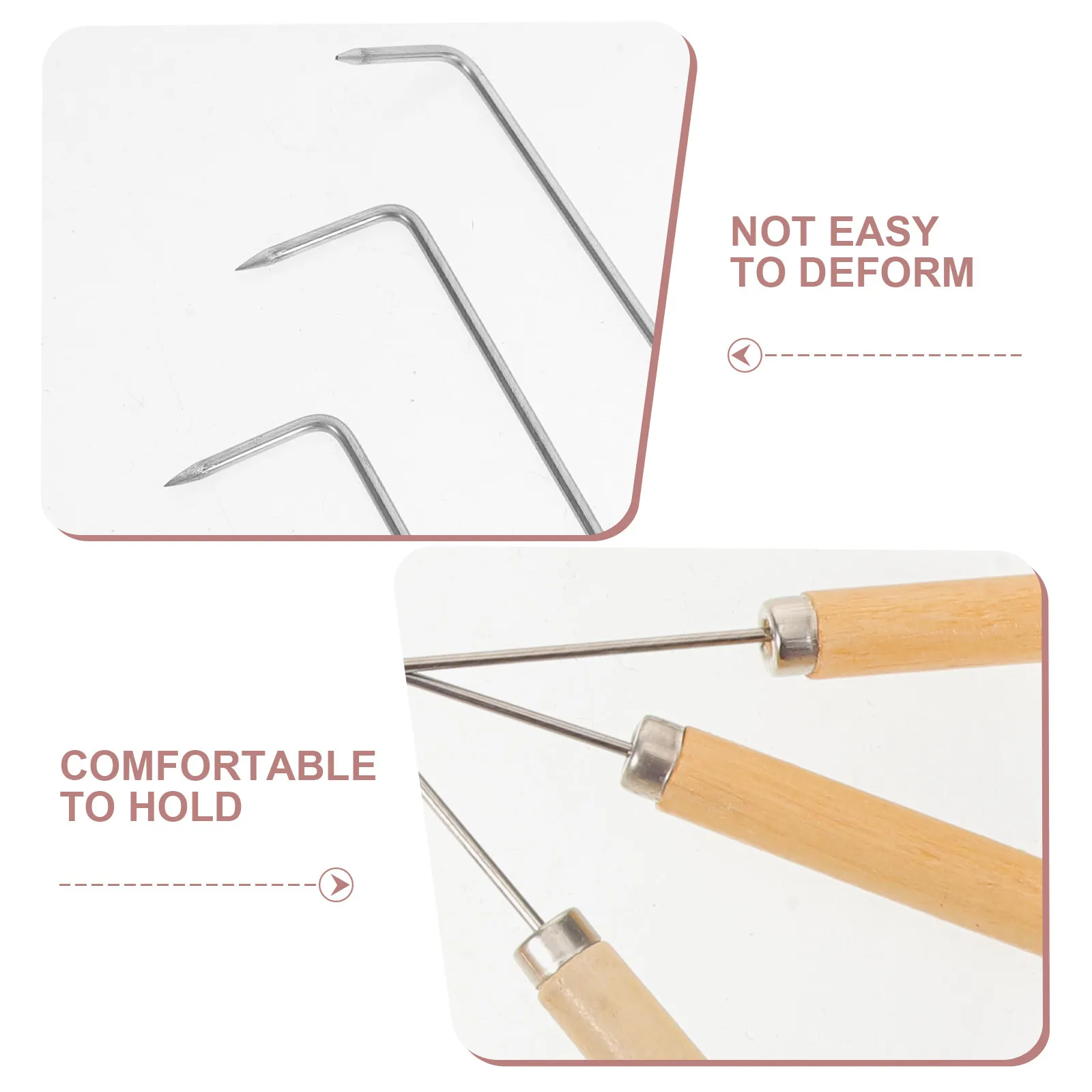 4Pcs Meat Grinder Cleaning Hook Extended Wooden Handle Groove Cleaning Tool Metal Food Grinder Attachment Commercial Meat
