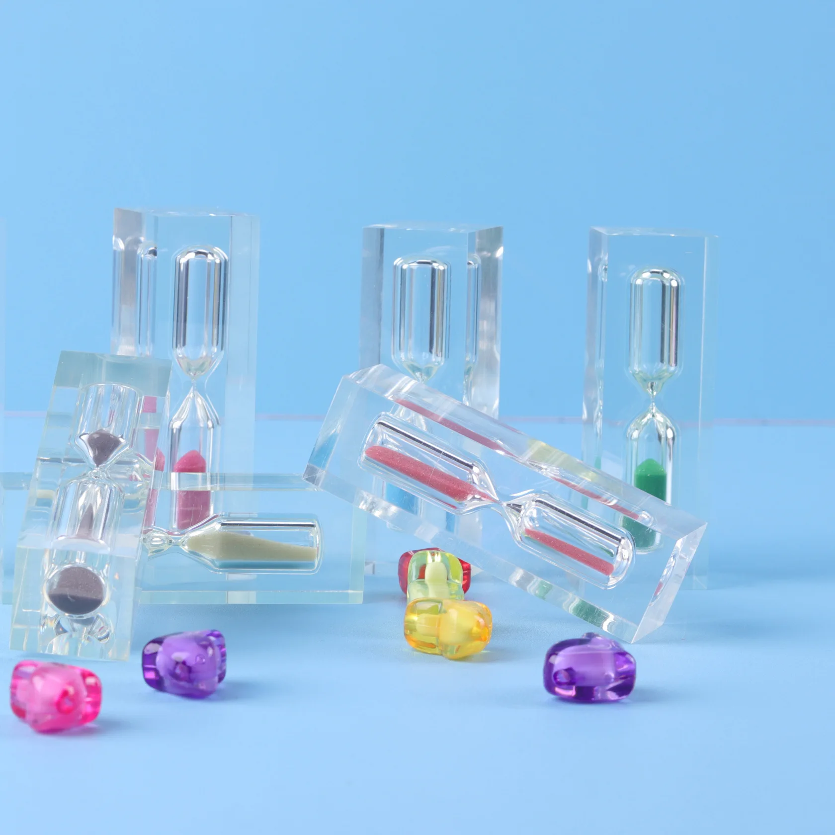 3 Minute Colorful Hourglass Timer Acrylic Crystal Sandglass Sand Timer Clock for Classroom, Home, Kitchen, Office Decoration
