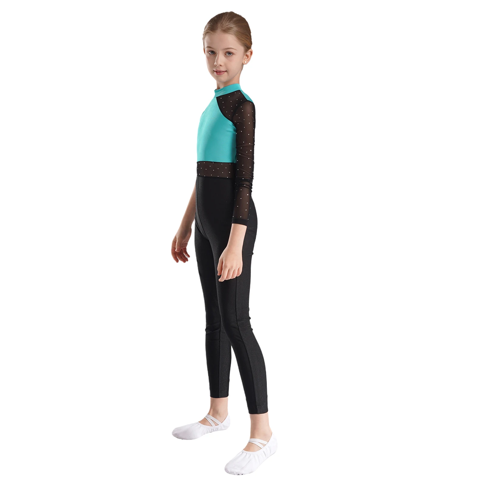 Kids Teens Ballet Dance Unitard Girls One Shoulder Gymnastics Leotard Jumpsuits Child Dancing Class Training Dancewear Costume