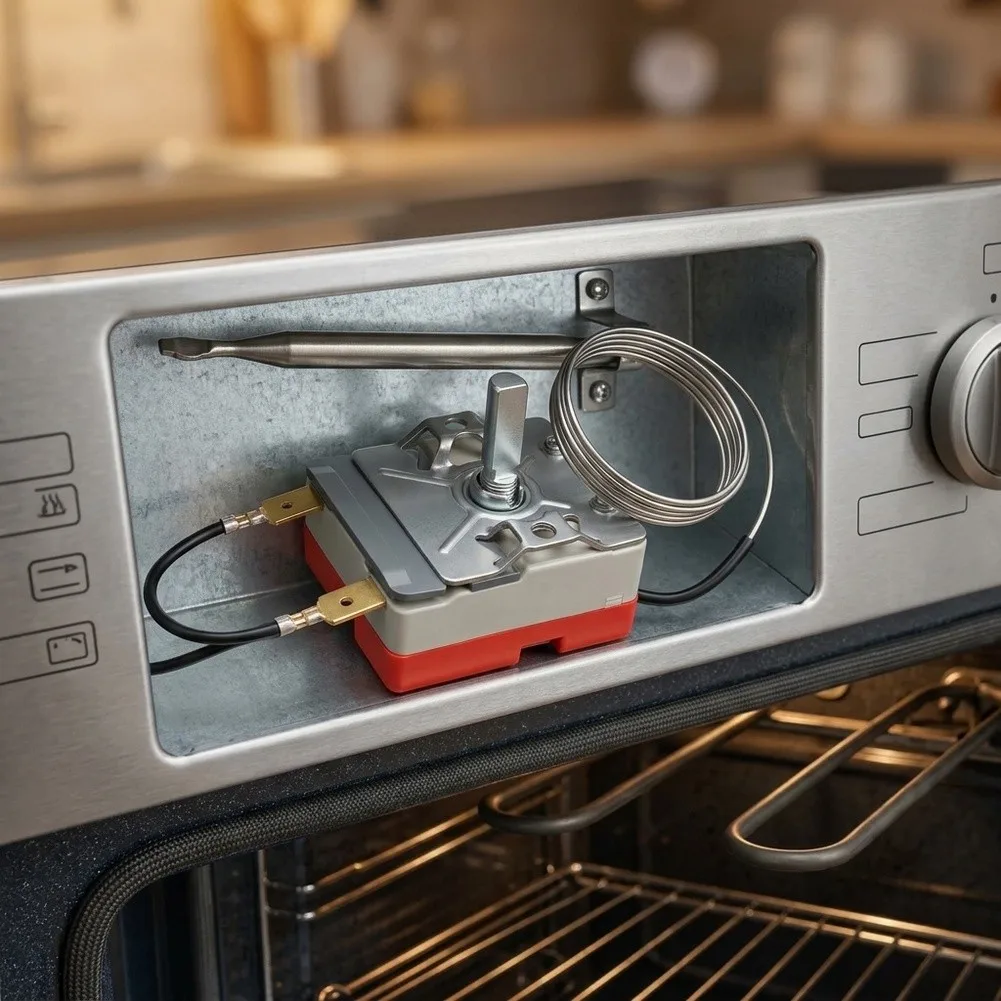 Temperature Control Switch Gray Adjustable Thermostat 50 To 250 Degrees Range Consistent Temperature Regulation