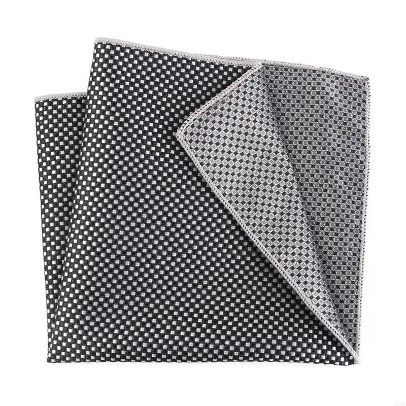 C71F Portable 25.5x25.5cm Dark Pattern Handkerchief for Male Gentleman Polyester Handkerchief Printed Groom Handkerchief
