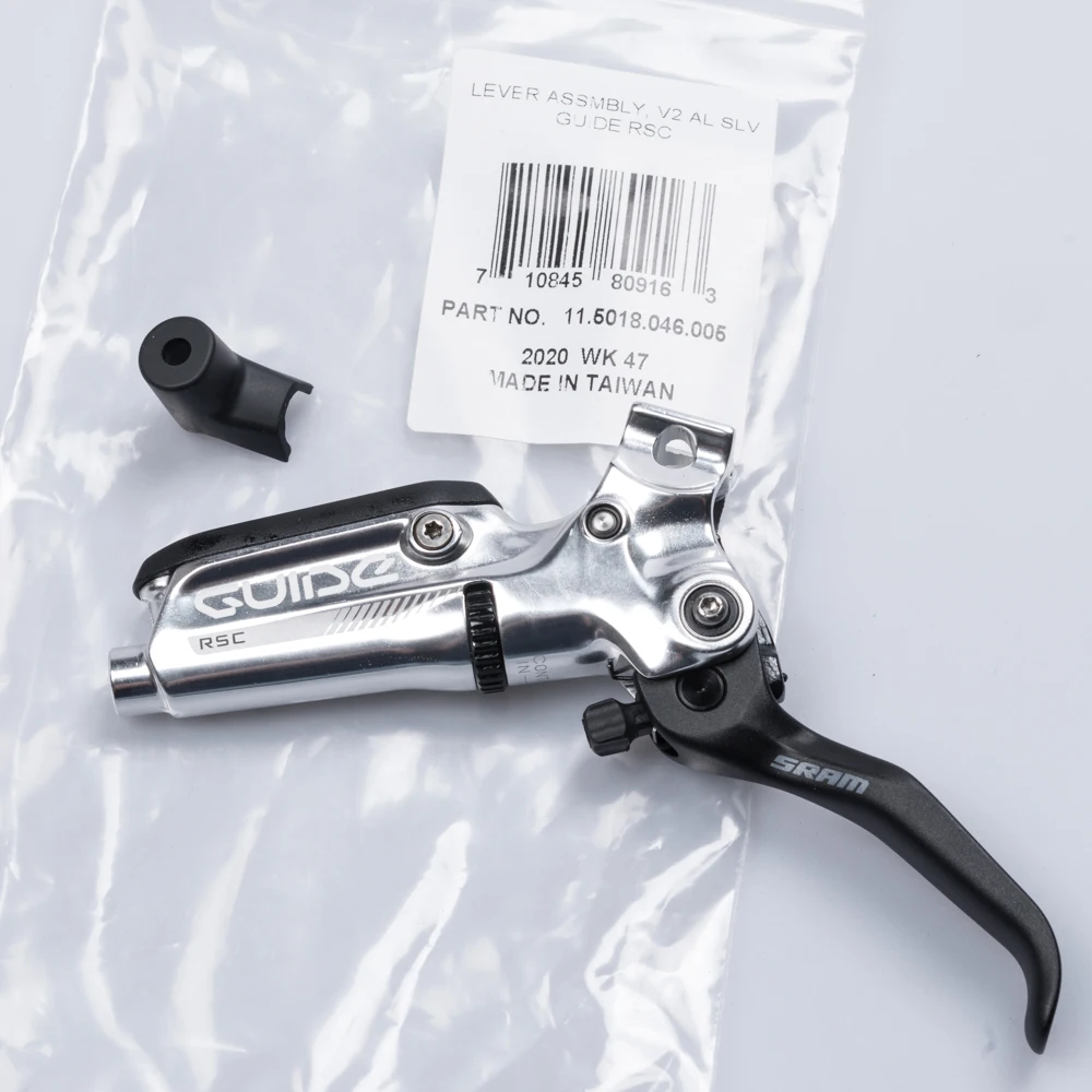 

SRAM 11.5018.046.005 DISC BRAKE LEVER ASSEMBLY ALUMINUM LEVER (ASSEMBLED NO HOSE INCLUDES BARB &OLIVE)VERSION 2 SILVER GUIDE RSC