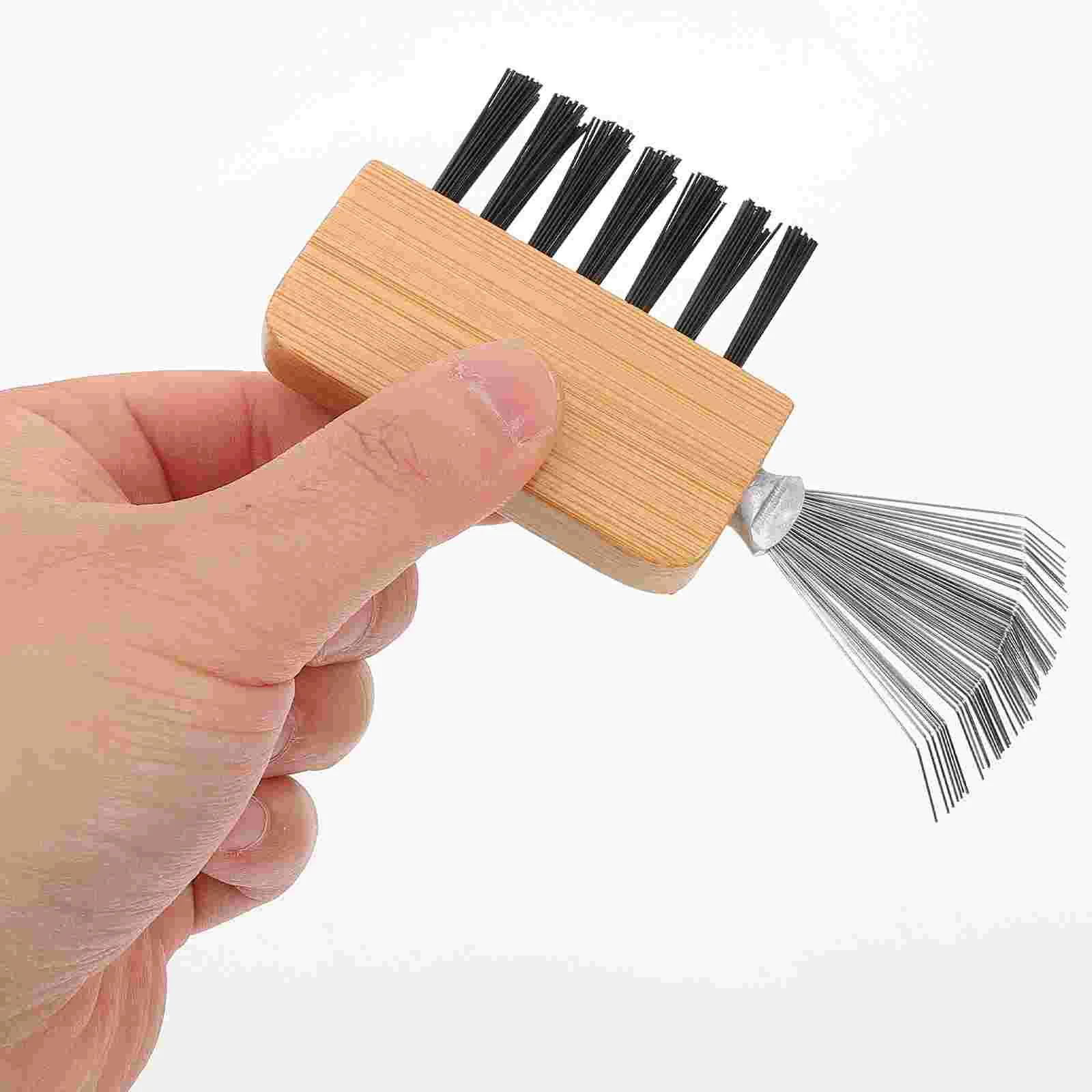 Hair Brush Cleaner Comb Rake Metal Wooden Ikebana Khaki Floral Frogs