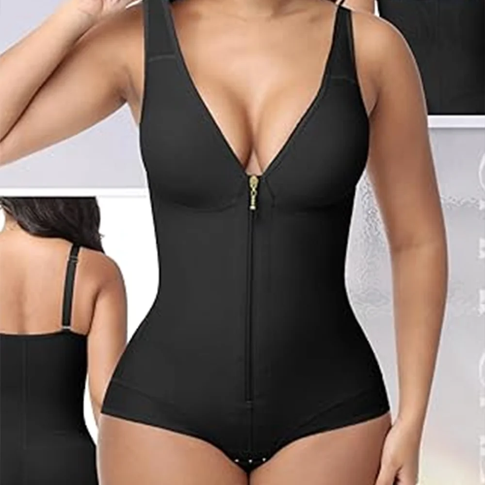 

Fajas Colombianas Front Zipper Bodysuit Adjustable Straps Butt Lifter Hourglass Body Shaper Postpartum Compression Girdle