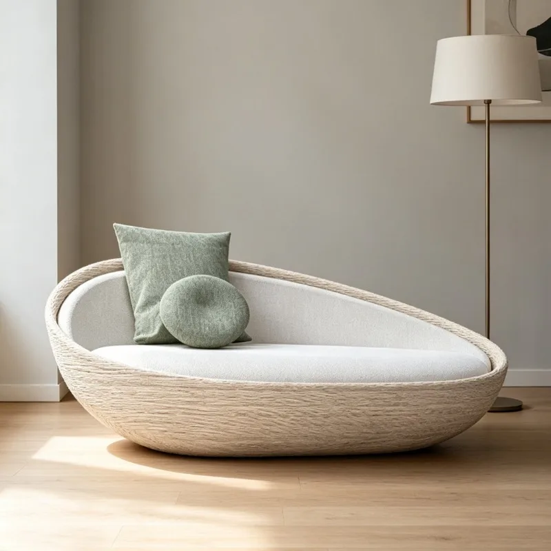 2026 new cream wind pebble sofa designer special-shaped fabric sofa B & B hotel leisure lounge chair