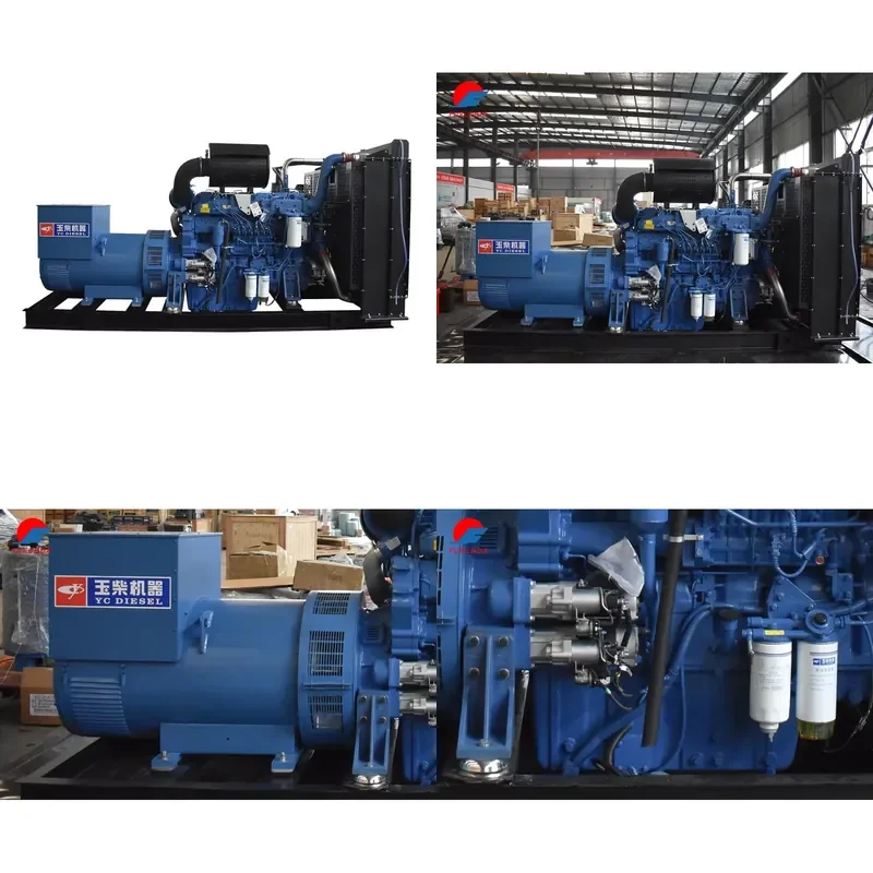 625KVA 500KW Yuchai Power Genset Manufacturer 6-Cylinder Engine Open Frame Base Type Water Cooled Generators