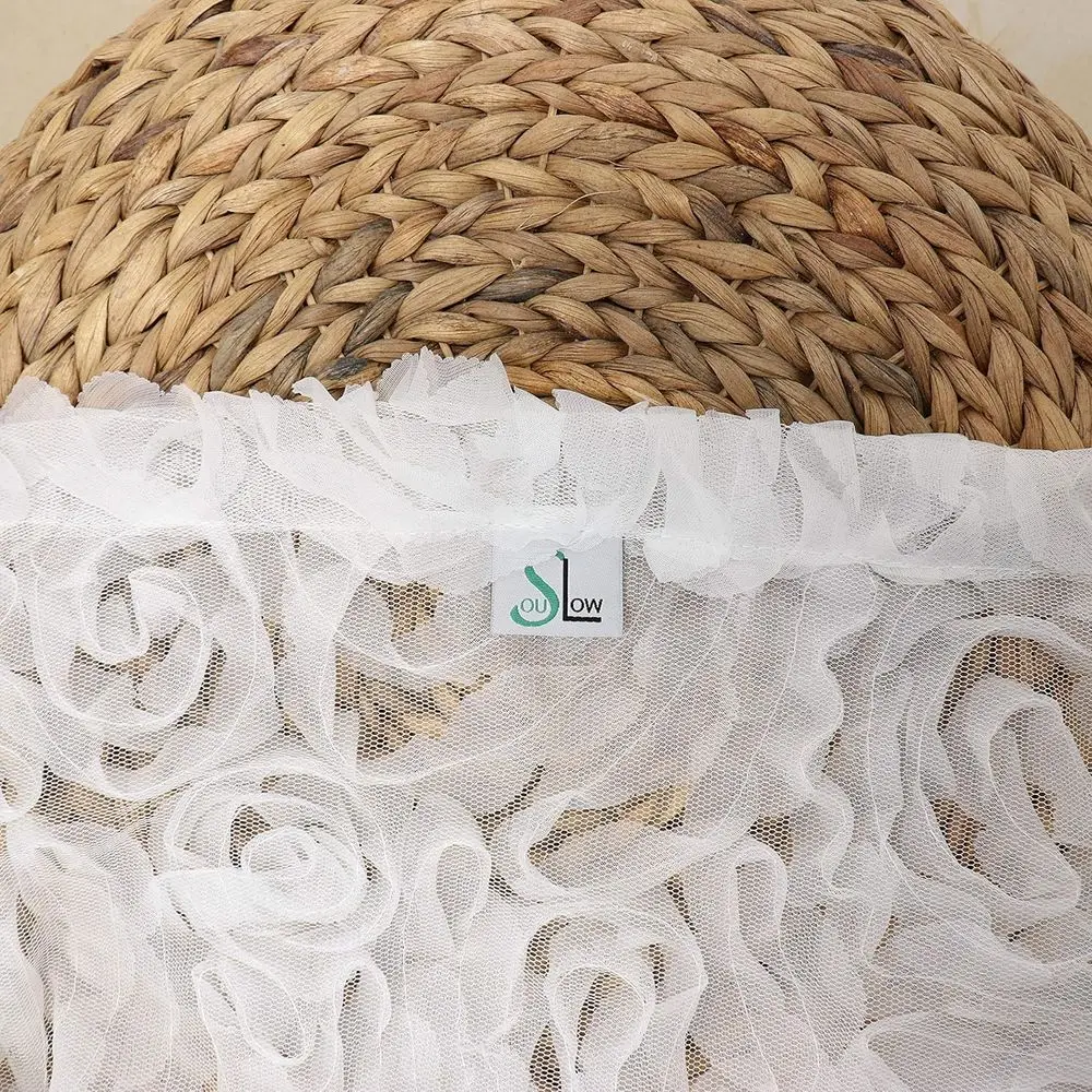 ستائر شفافة بيضاء فاخرة ثلاثية الأبعاد مع جيب قضيب، 51 واسعة × 84 طويلة لغرفة النوم أو غرفة المعيشة