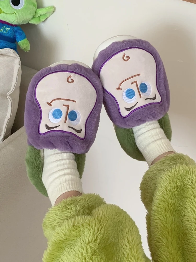 Couples winter non-slip home plush shoes warm and soft Toy Story Buzz Lightyear cotton slippers for men and women