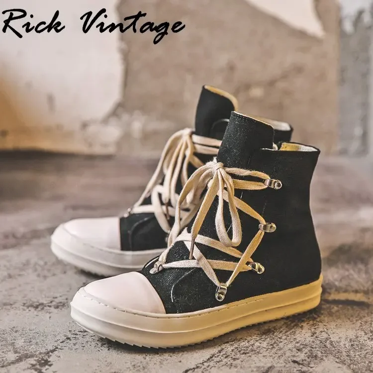 Rick Vintage damskie trampki zapinane na zamek płócienne buty w stylu casual kobieta 20223 moda męska czarne trampki 44 Chaussure Femme wiosna