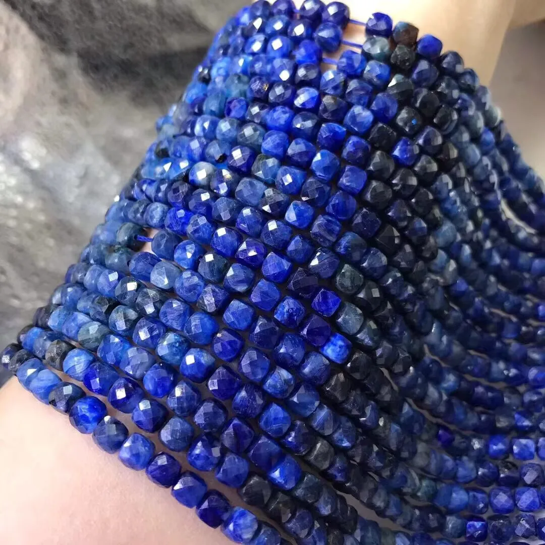 Kyanite square faceted Gradient blue 4-5mm 38CM for DIY jewelry making loose beads FPPJ wholesale nature gemstone 1string 2