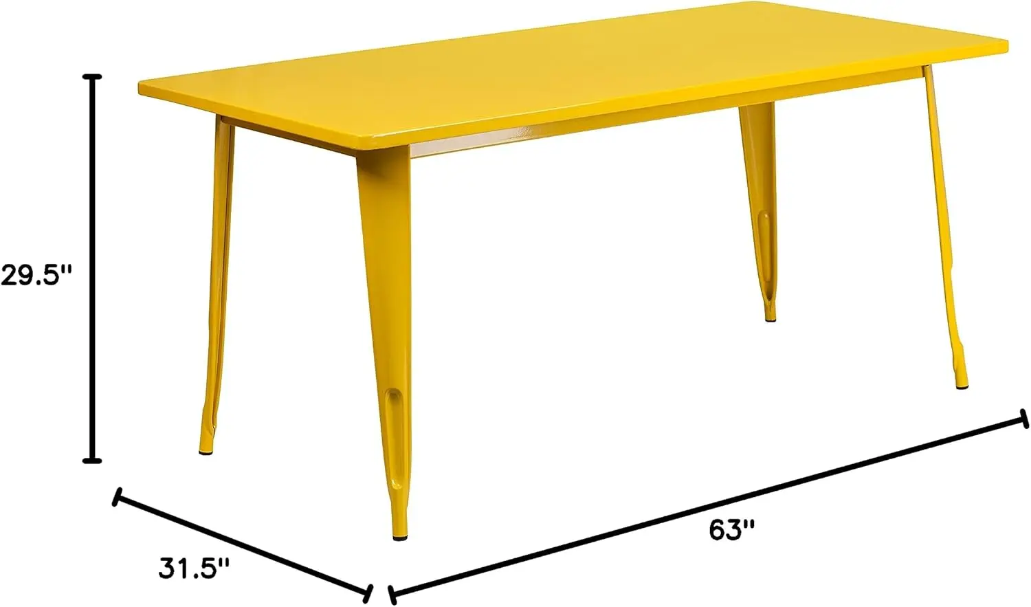 Charis Commercial Grade 31.5" x 63" Rectangular Yellow Metal Indoor-Outdoor Table