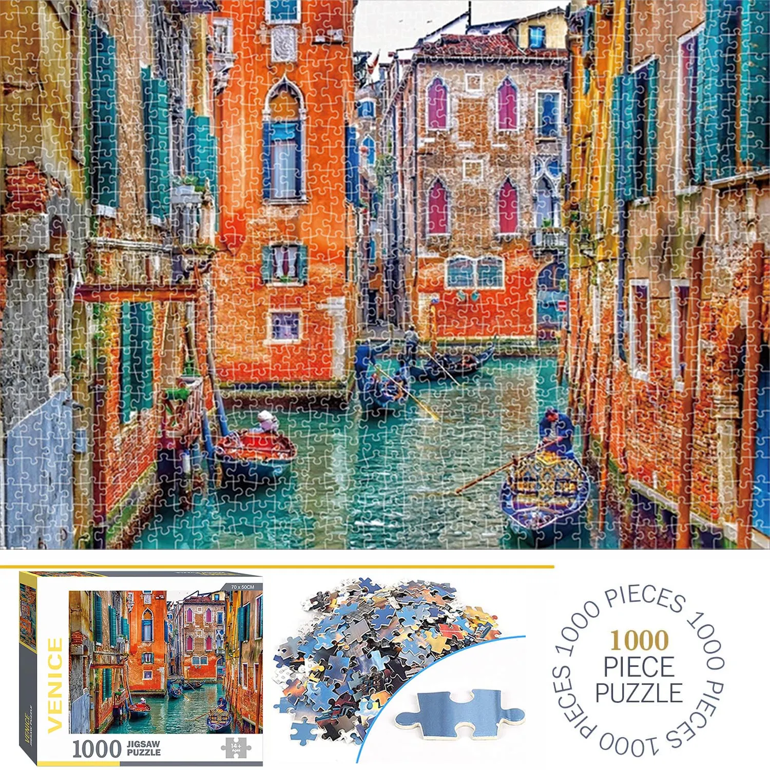 1000 Pieces Venice Jigsaw Puzzles for Adults Home Decor Games Family Fun Floor Puzzles Educational Toys for Kids