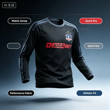 Colo-Colo Familien-Familienlook, langärmeliges Fußballtrikot, Kinder- und Erwachsenenmodelle, Unisex-Sportbekleidung, atmungsaktives Fußballshirt, Trainingsoberteil. – Detail 1