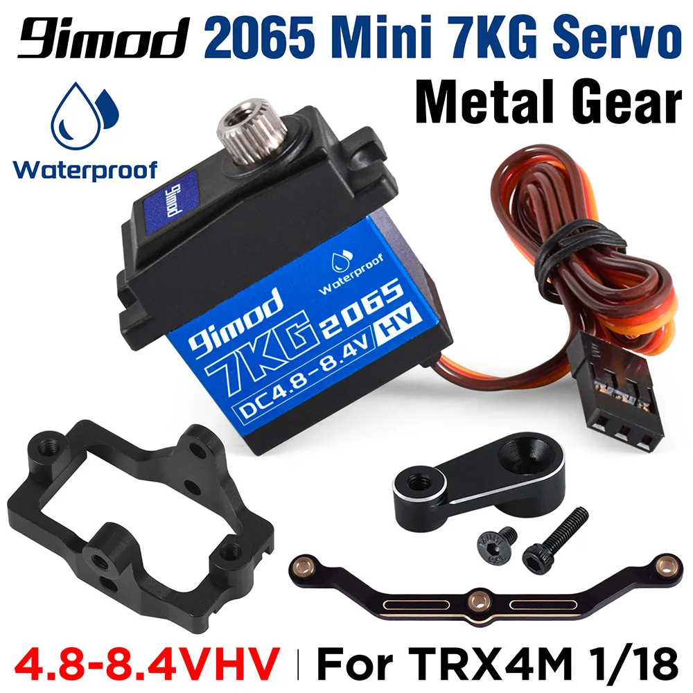 

9IMOD 7kg 2065 Digital Servo Waterproof HV Metal Gear Mini Servo 4.8V-8.4V Horn/Bracket/Steering Links for TRX4M 1/18 RC Car