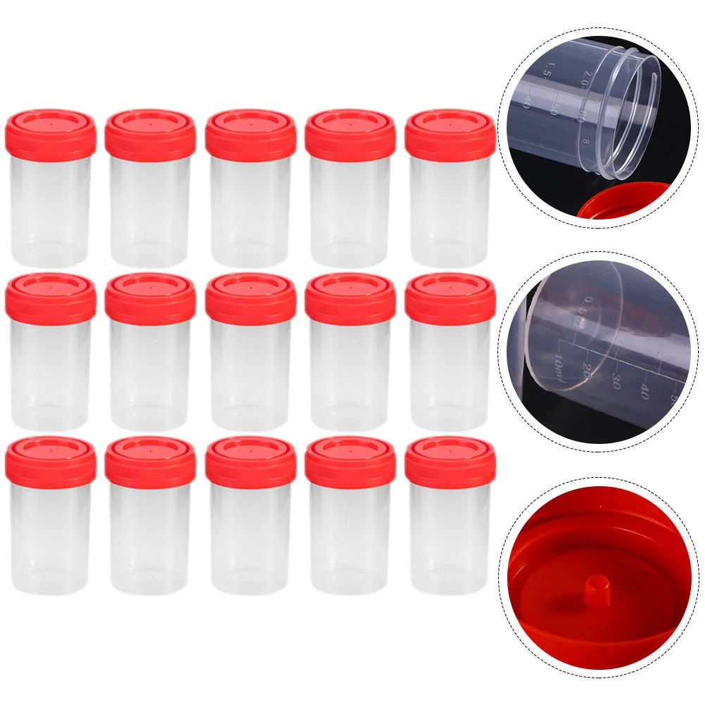 15 Pcs Sampling Cup Urine Pee with Lid Sample Cups Screw Jars Cap Container Men Fluid Plastic Specimen Lids Collection