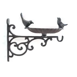 Cast Iron Garden Hanging Bird Food Basin American Country Wrought Iron Hanging Blue Hook Courtyard Outdoor Wall Decoration