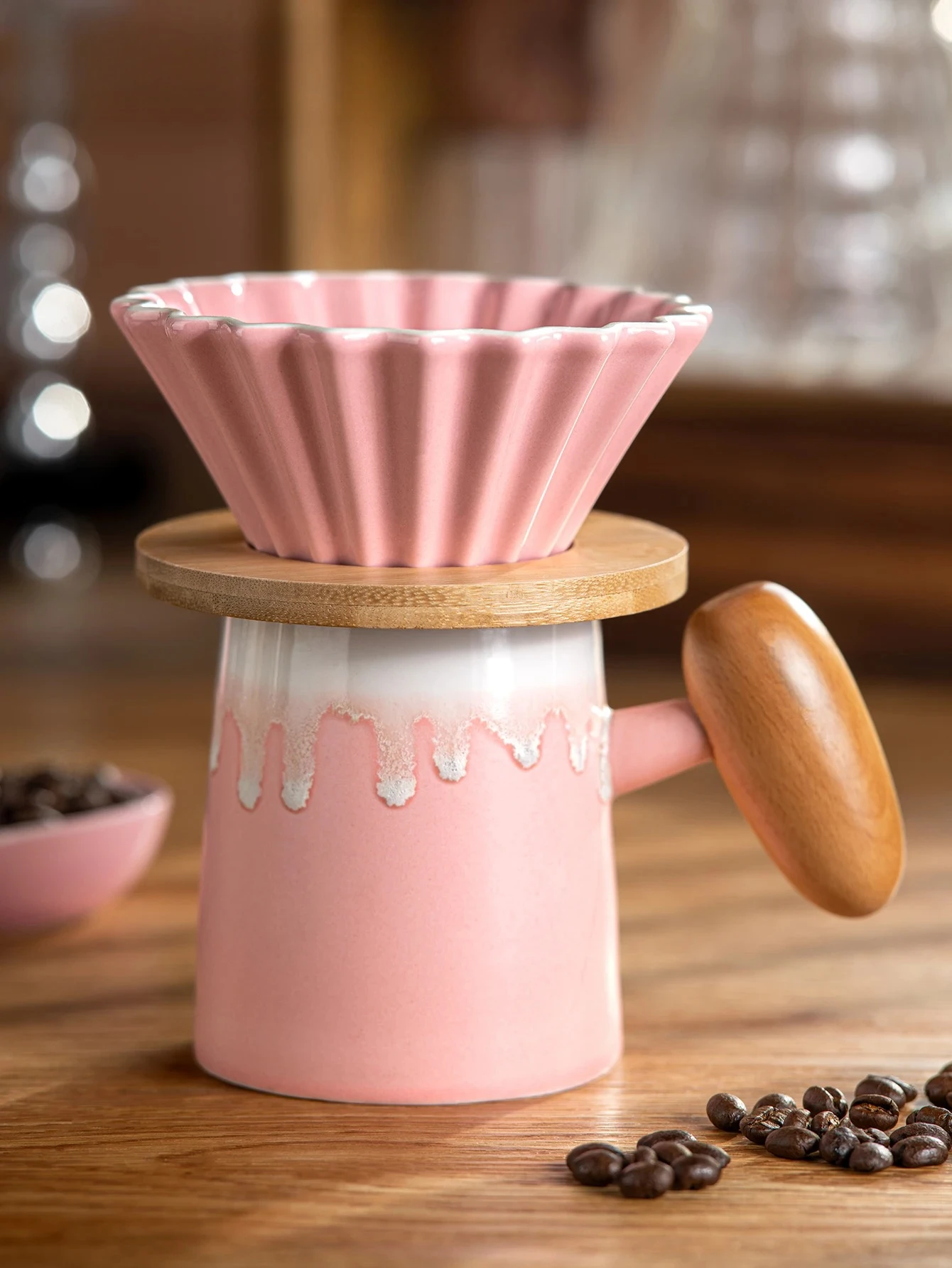

3pcs/set Pink Pour Over Coffee Set, Hand Brew Coffee Maker, Ceramic Coffee Pot Filter Dripper Accessories