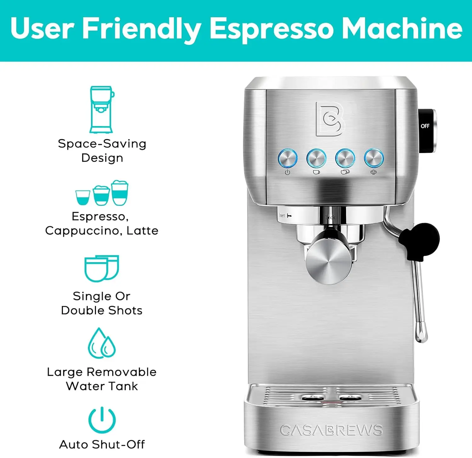 Espresso Machine 20 Bar, Professional Espresso Maker Cappuccino Machine with Steam Milk Frother, Stainless Steel Espre