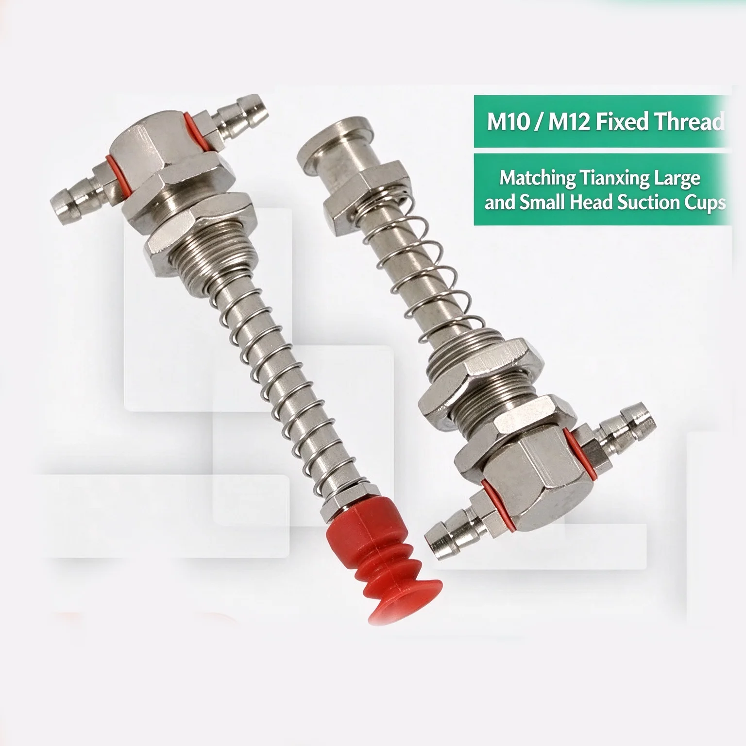 T-shaped External Spring Buffer Hardware Sucker Rod Robot with Industrial Vacuum Small Head Suction Cups M12/M10 Teeth for Enhan
