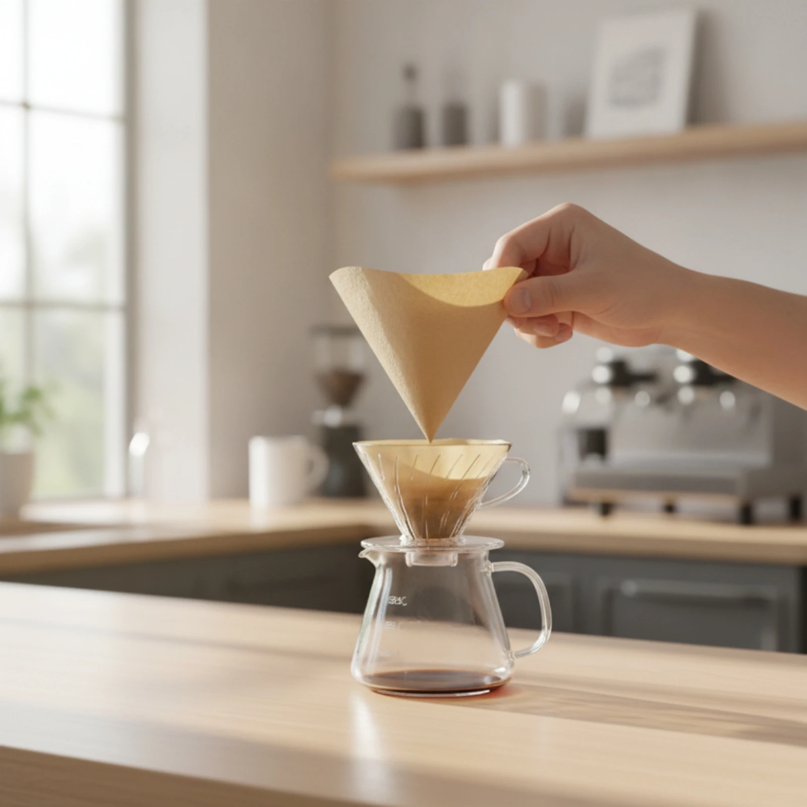 100 Pieces Angled Coffee Paper Coffee Paper Unbleached Steep over Coffee Strainer Kitchen Supplies Disposable Adhesive-Without