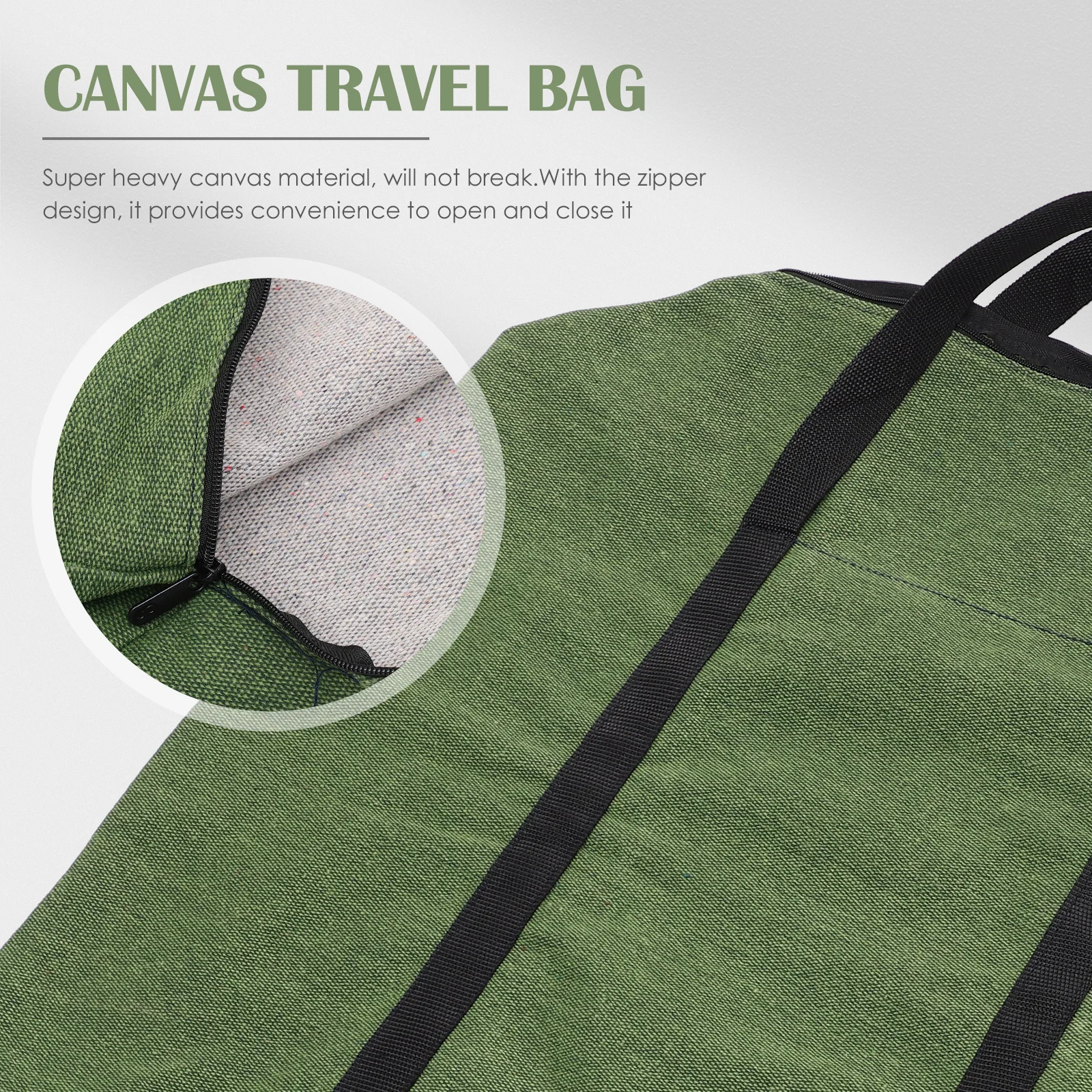 

1pc Large Capacity Moving Bag Olive Green Canvas Travel Duffle For Household Quilt Storage Weekender Trip Luggage Carrier Sport