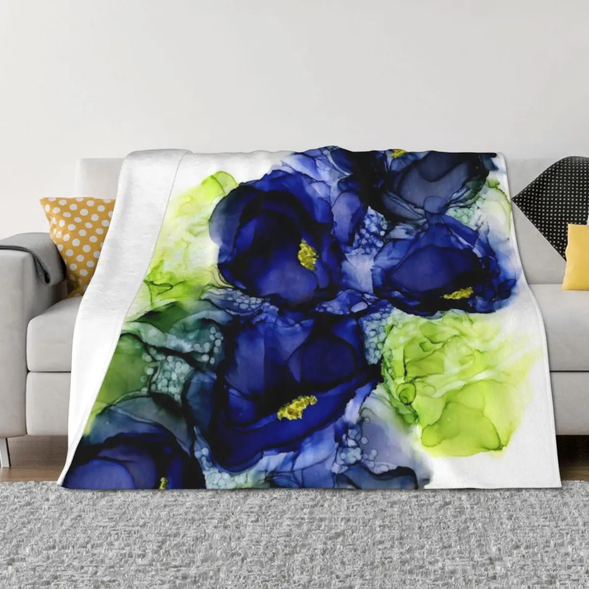 

Navy Floral Throw Blanket Heavy Luxury Throw Sofa Throw Blankets