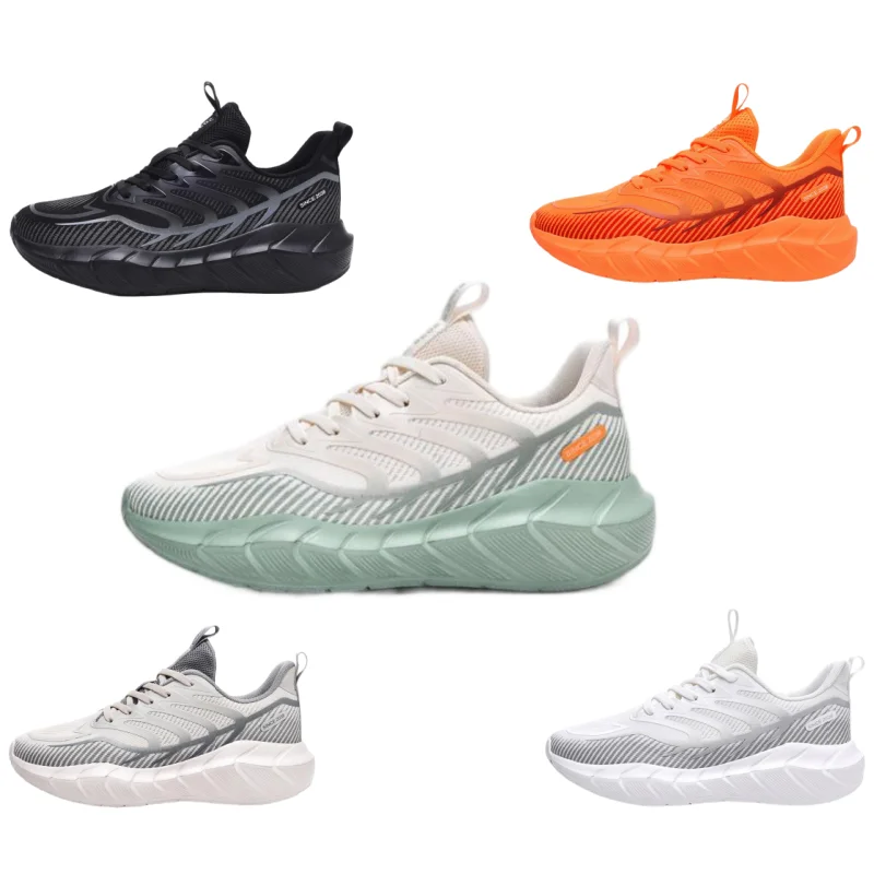 

Men's minimalist style casual sports shoes - striped mesh material, lightweight cushioning sole, and modern minimalist design