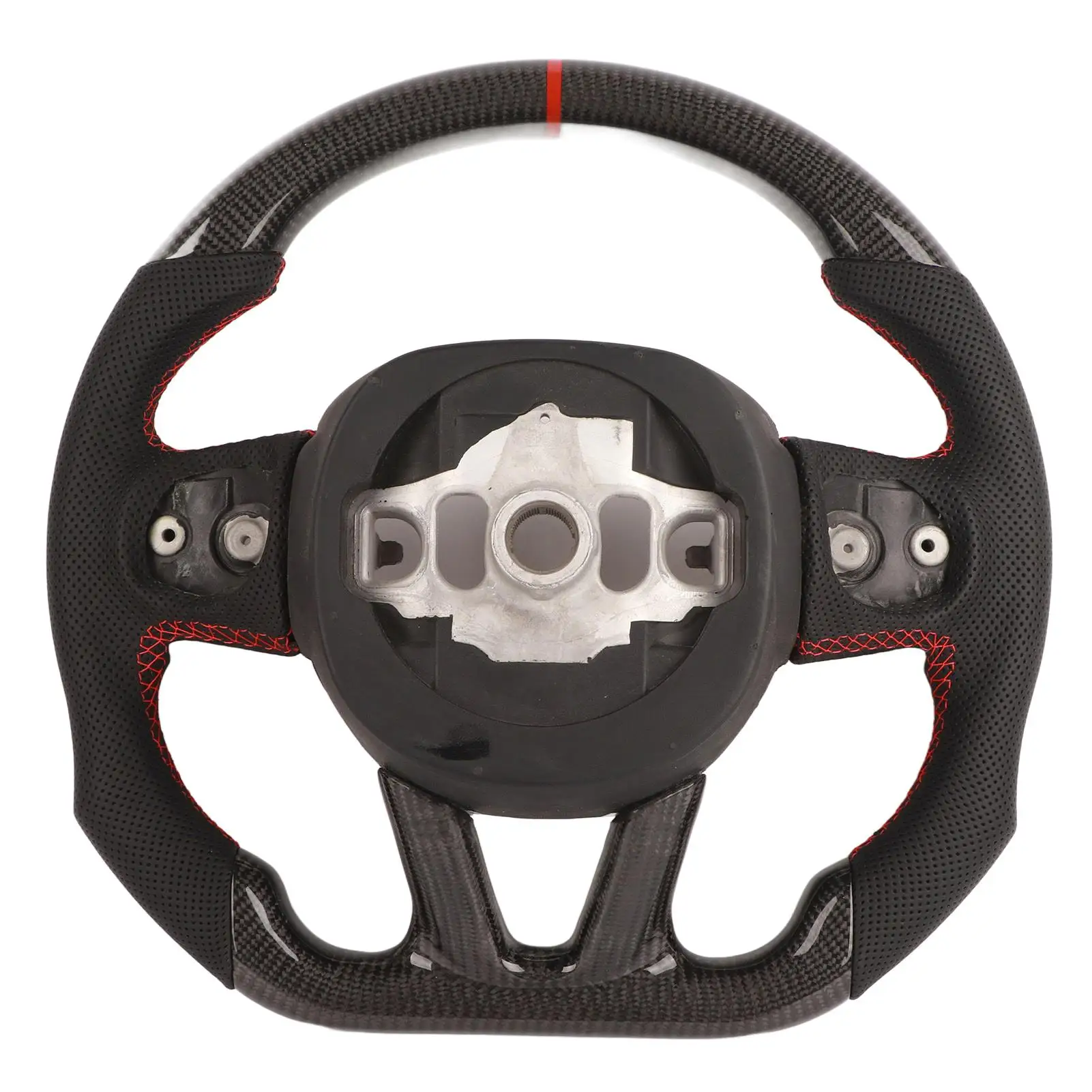 

Carbon Fiber Steering Wheel Nappa Preforated Leather Red Stitching Fit for Dodge challenger / Charger 2015-2020